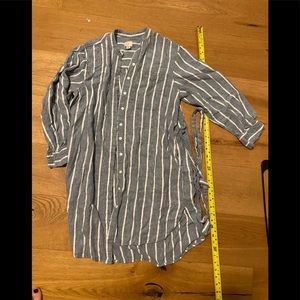 Blue and white striped dress